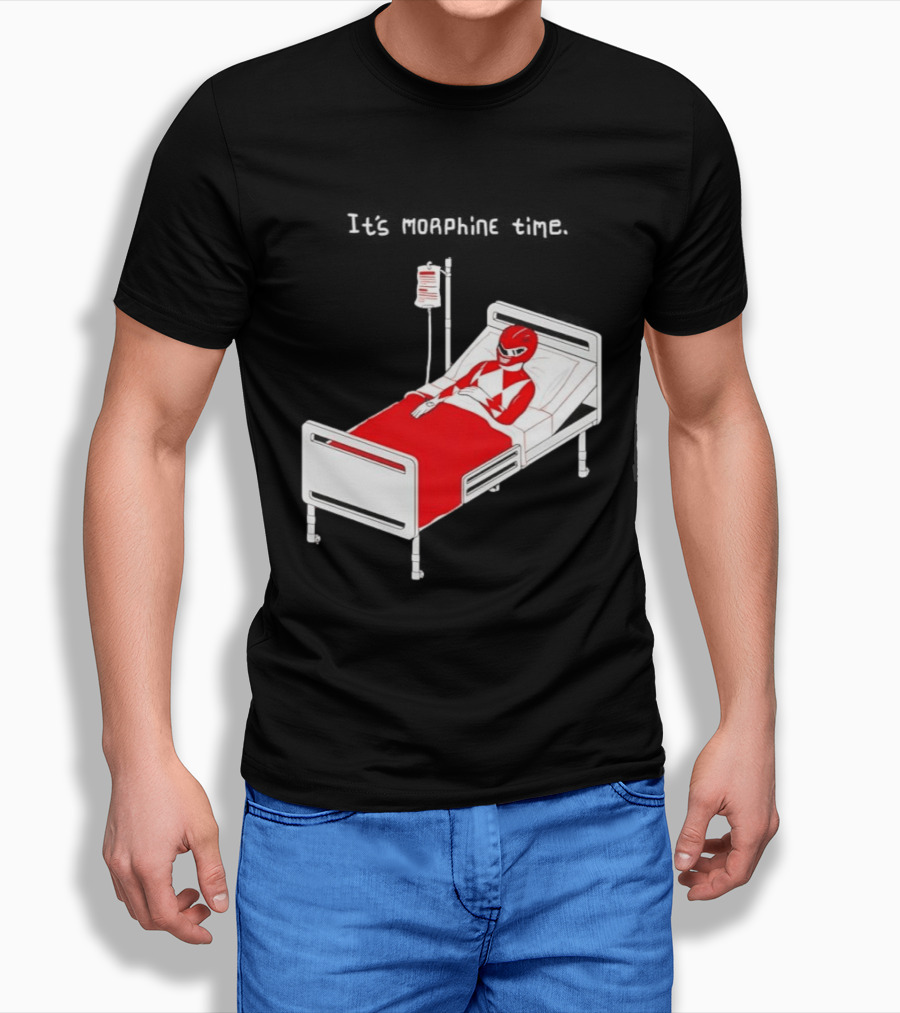 Red Ranger It's Morphin Time Power Rangers On Hospital Bed Scene T-Shirt