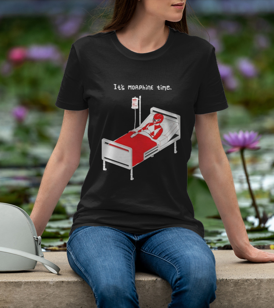 Red Ranger It's Morphin Time Power Rangers On Hospital Bed Scene T-Shirt