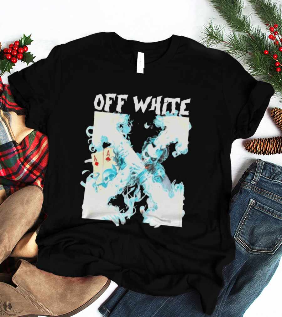 OFF WHITE Joker Blue Flame Ace Cards T-Shirt