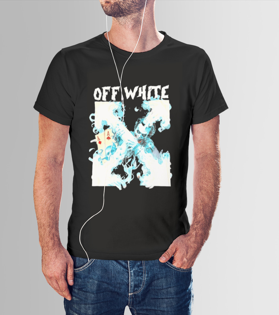 OFF WHITE Joker Blue Flame Ace Cards T-Shirt
