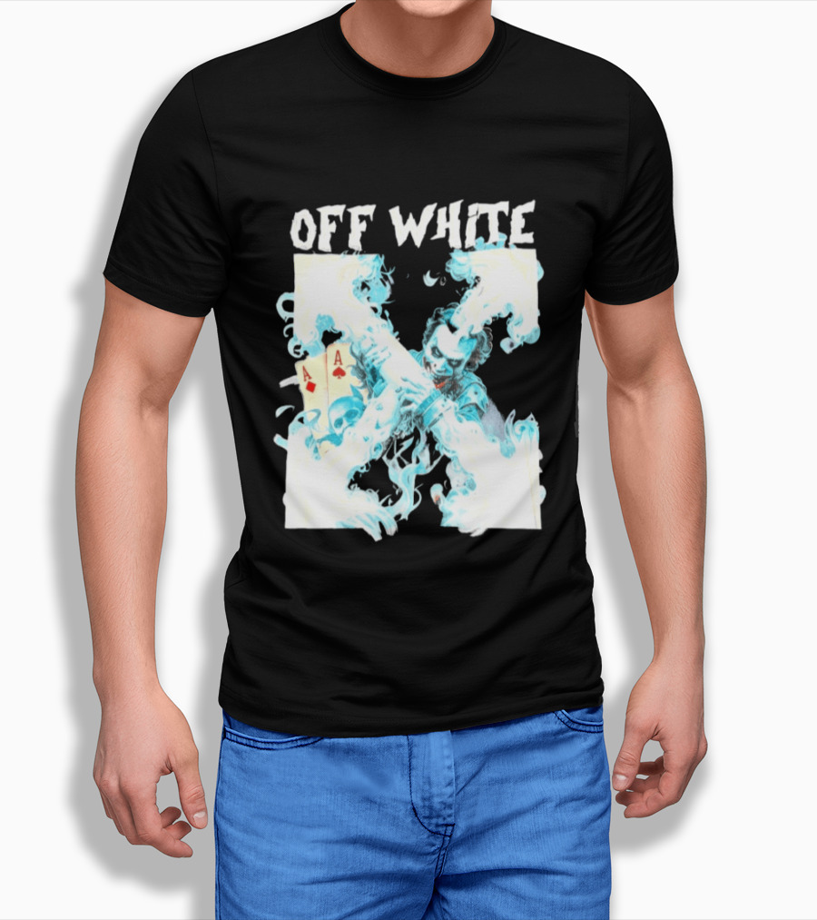 OFF WHITE Joker Blue Flame Ace Cards T-Shirt