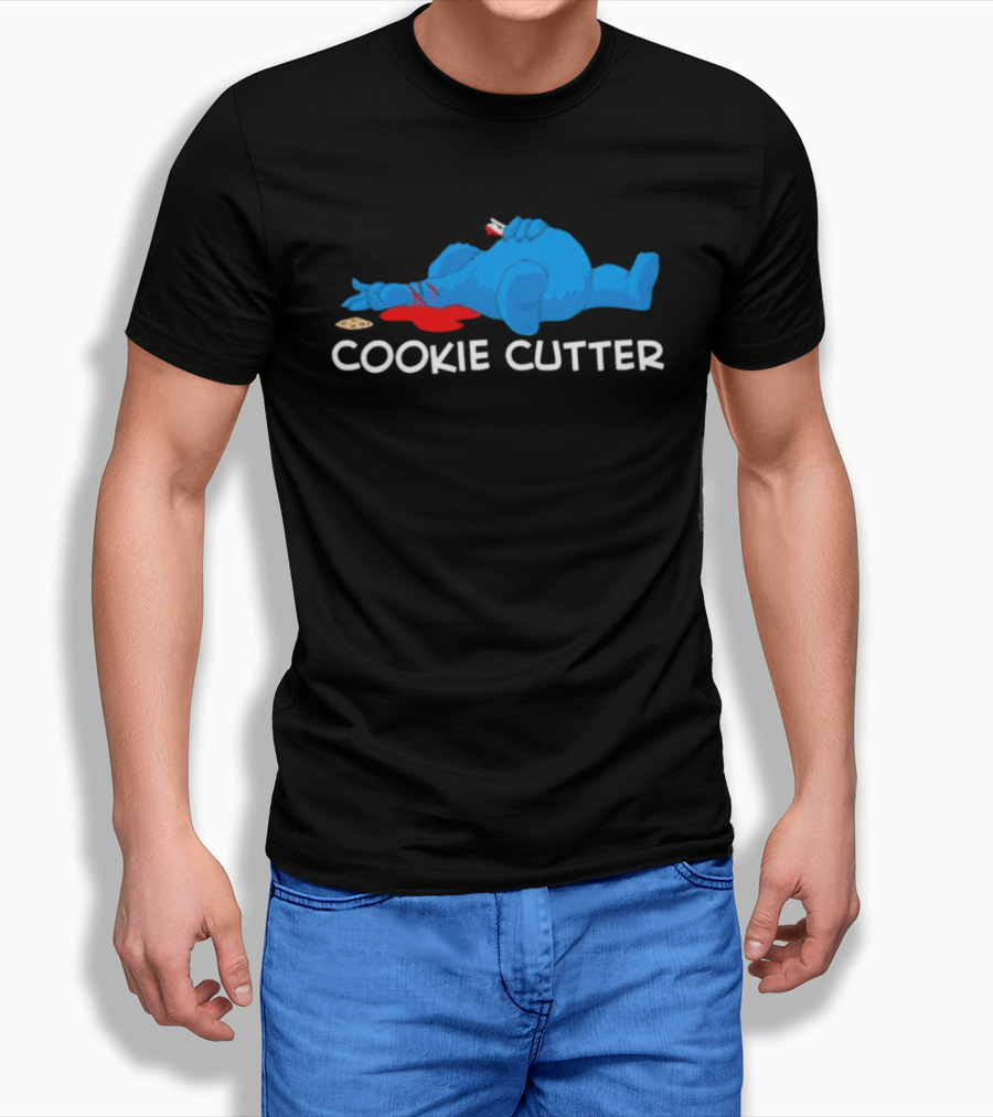 COOKIE CUTTER Blue Monster Humor Cartoon T-Shirt