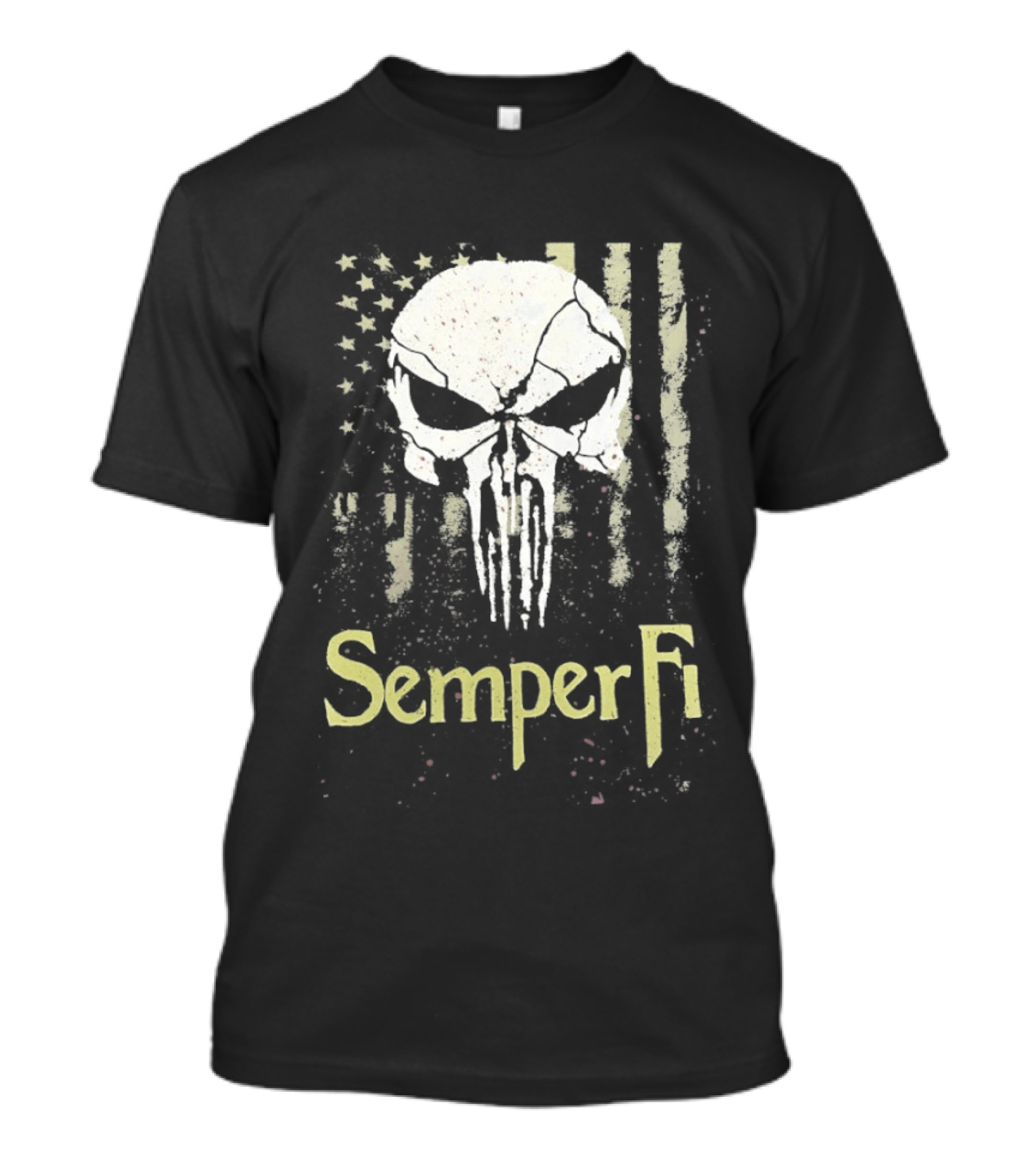 USA Flag Skull Semper Fi T-Shirt