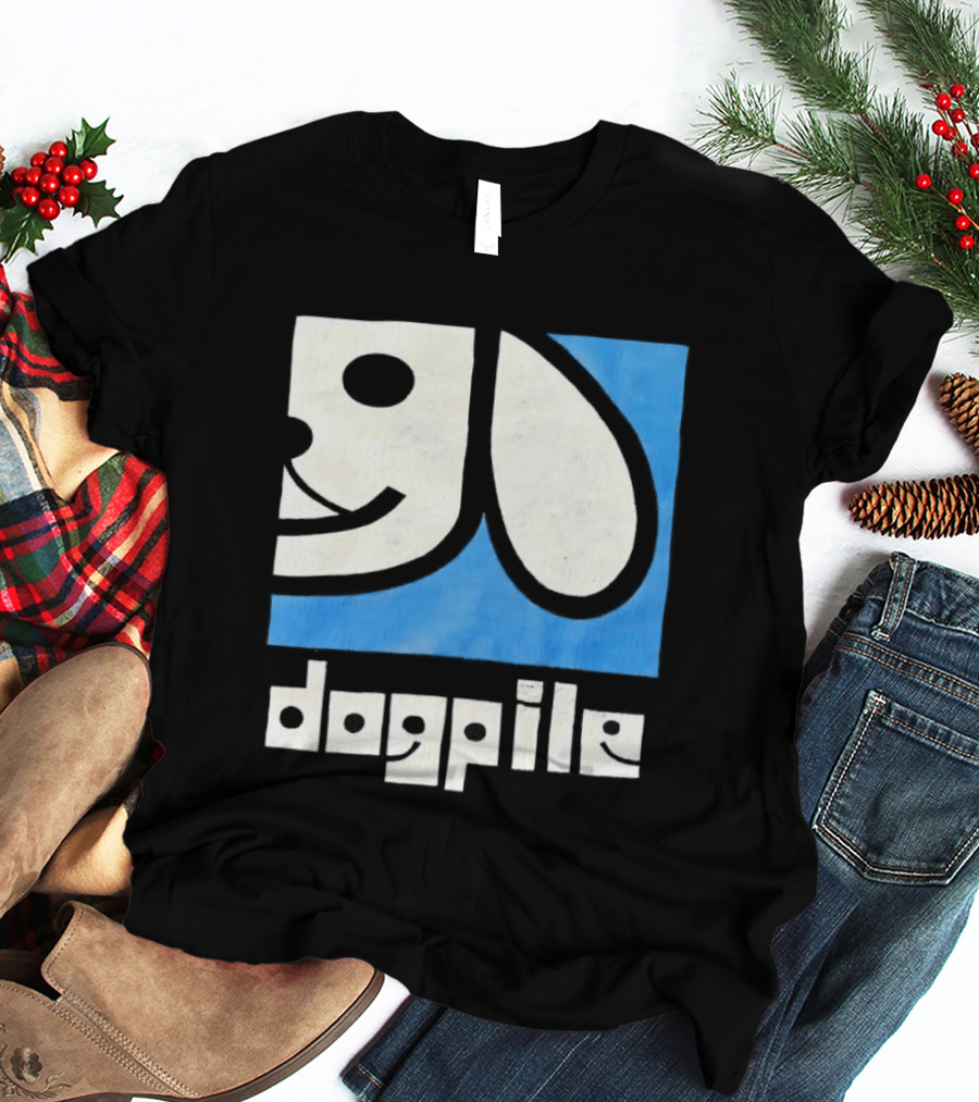 90s Dogpile Logo With Smiling Dog Face T-Shirt