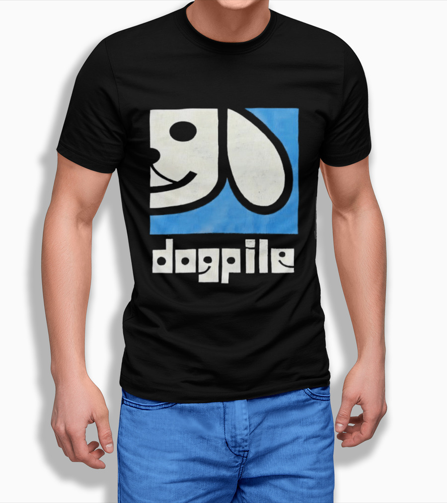 90s Dogpile Logo With Smiling Dog Face T-Shirt