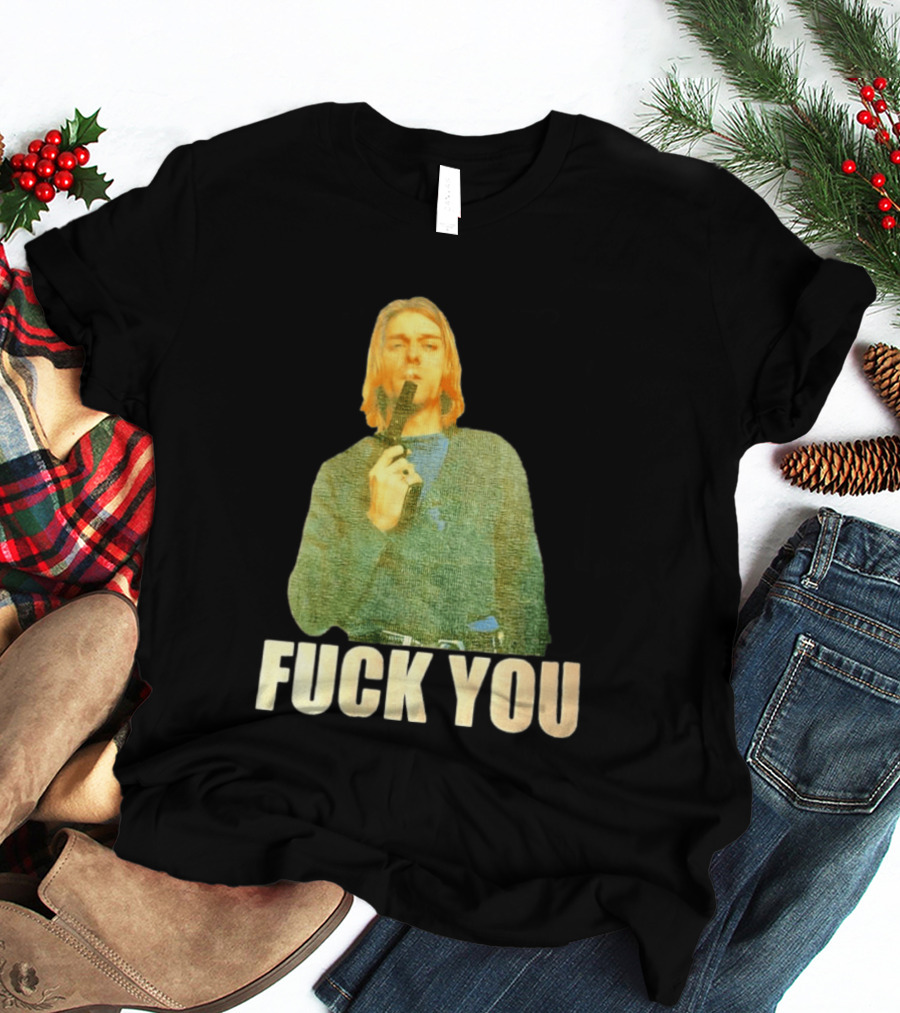Kurt Cobain Fuck You Gun Image T-Shirt