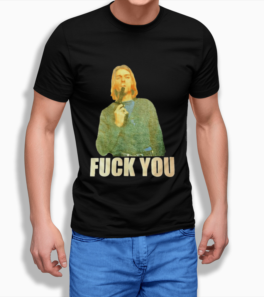 Kurt Cobain Fuck You Gun Image T-Shirt