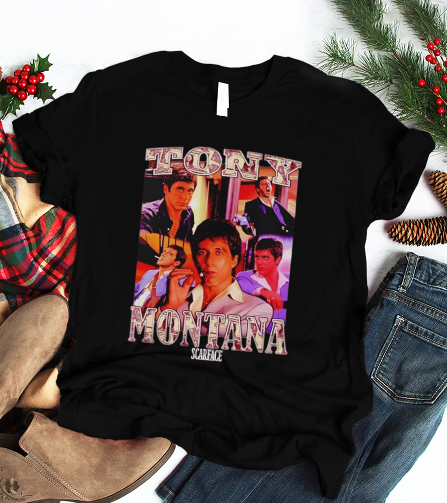 Tony Montana Scarface Movie Collage 80s Film T-Shirt