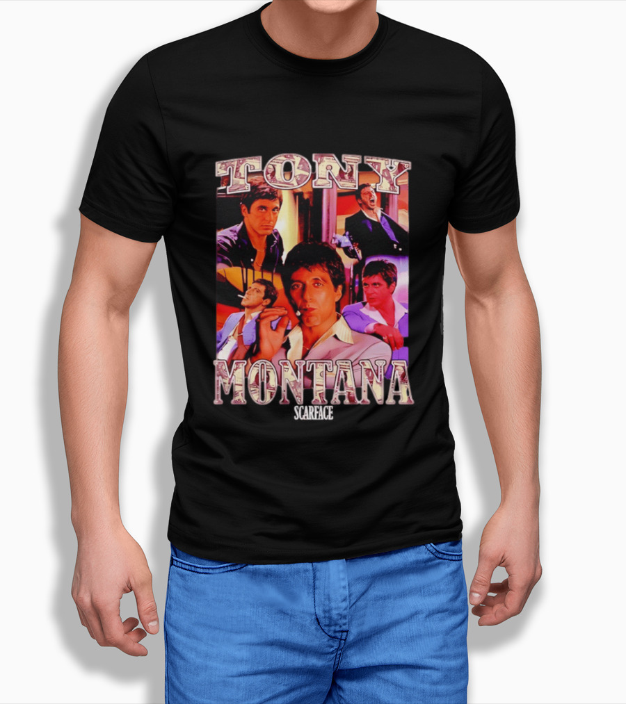 Tony Montana Scarface Movie Collage 80s Film T-Shirt