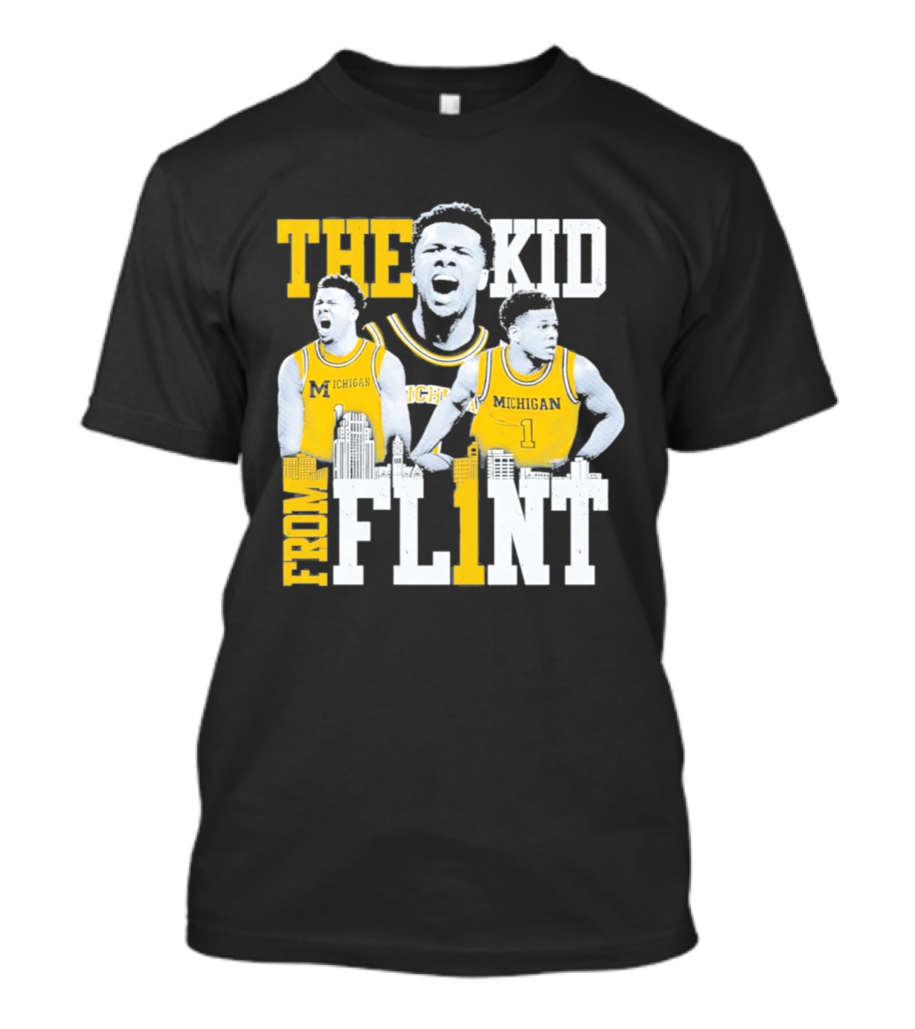 The Kid From Flint Trey McKenney Michigan Wolverines Basketball Skyline T-Shirt