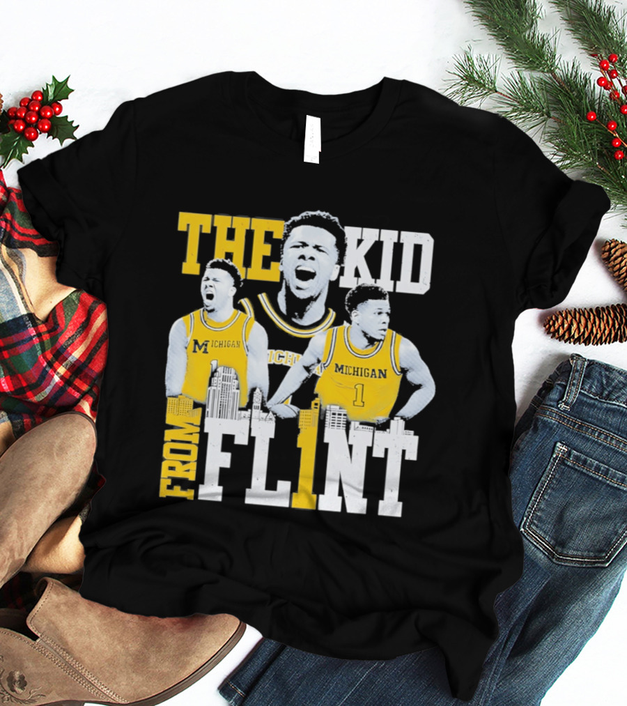 The Kid From Flint Trey McKenney Michigan Wolverines Basketball Skyline T-Shirt