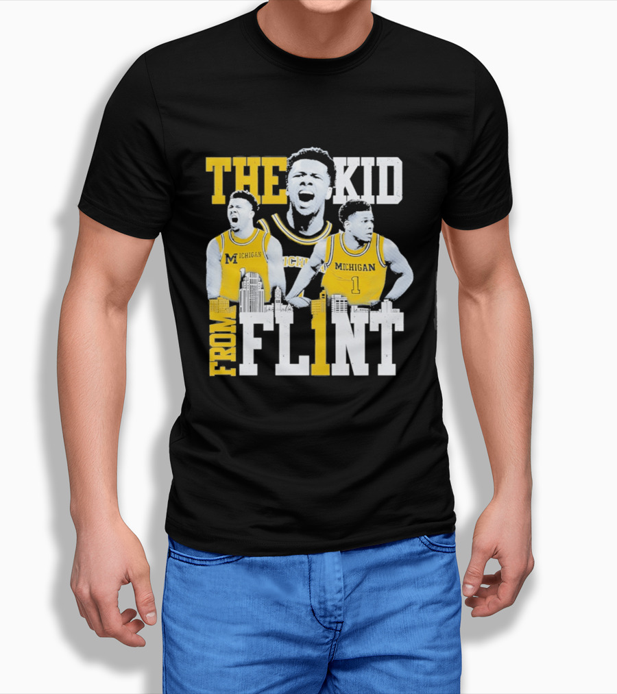 The Kid From Flint Trey McKenney Michigan Wolverines Basketball Skyline T-Shirt
