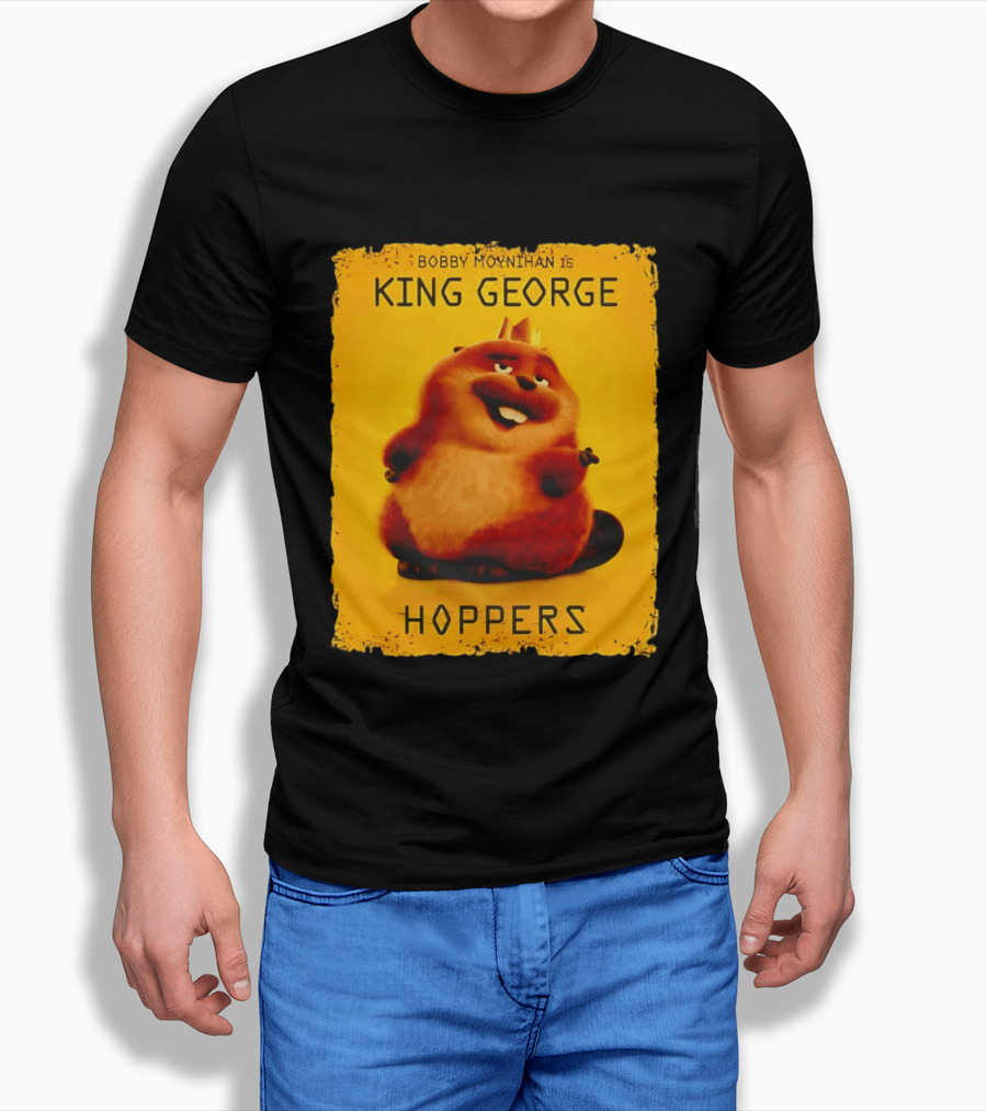 Bobby Moynihan Is King George Hoppers Smiling Cartoon Character With Crown On Orange T-Shirt