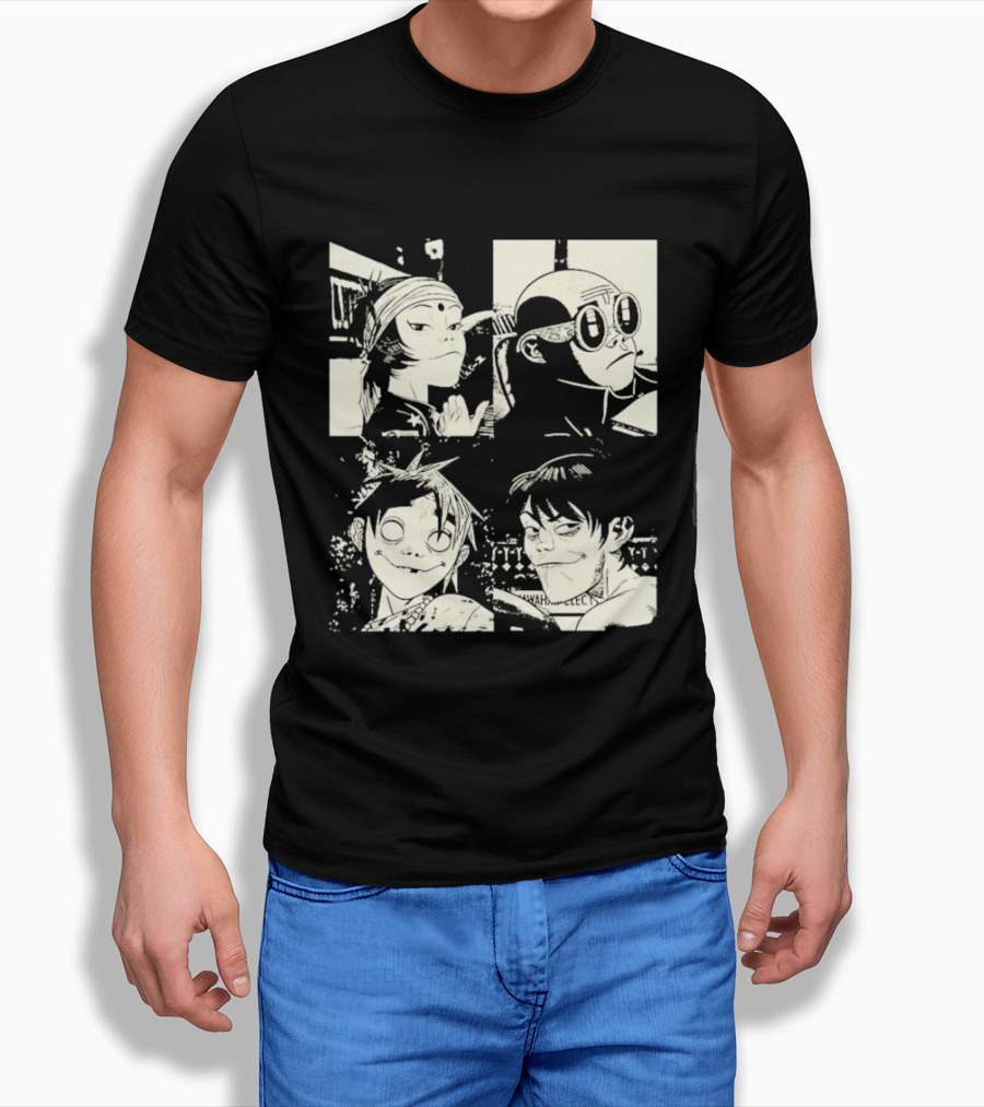 Gorillaz 2D Murdoc Niccals Noodle Russel Hobbs Animation T-Shirt