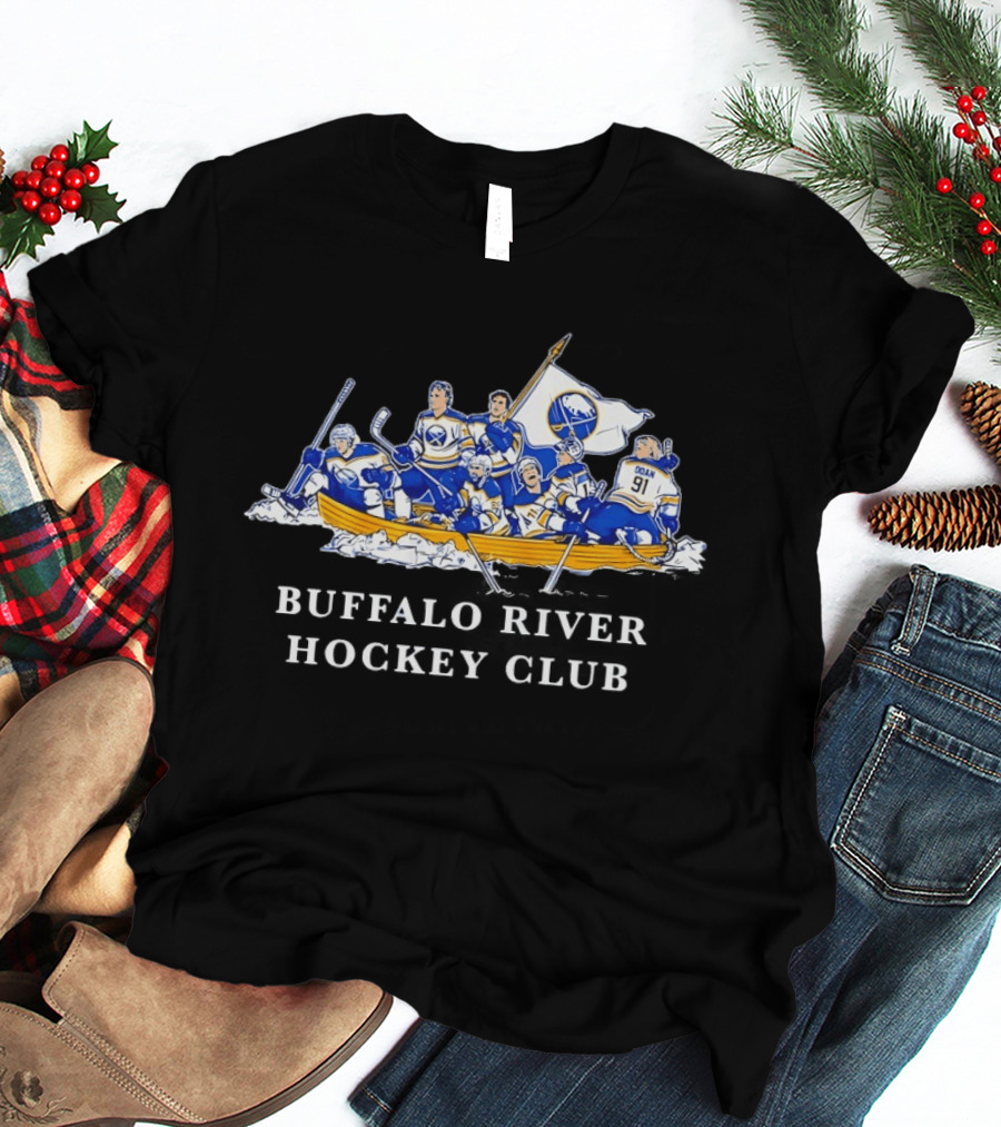 Buffalo River Hockey Club Sabres Team Players In Boat T-Shirt