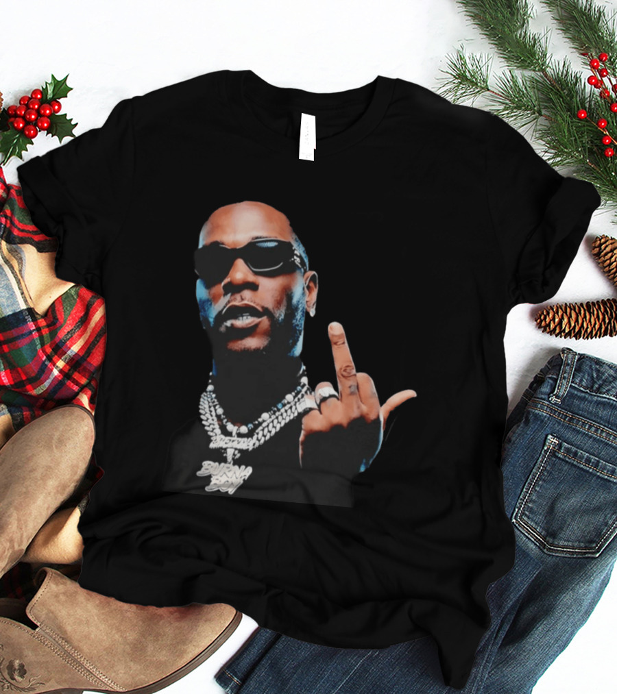 Burna Boy Middle Finger Gesture Bold Jewelry And Sunglasses Look T-Shirt