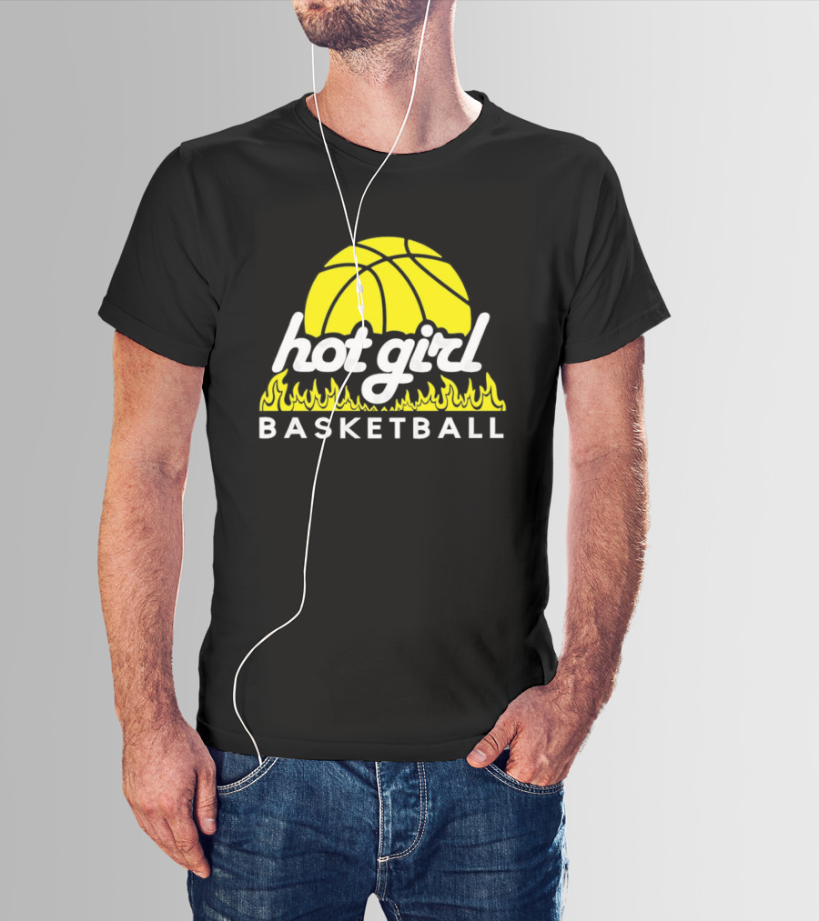 Hot Girl Basketball Fiery Yellow Basketball Flame T-Shirt
