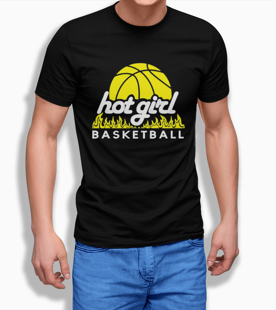 Hot Girl Basketball Fiery Yellow Basketball Flame T-Shirt