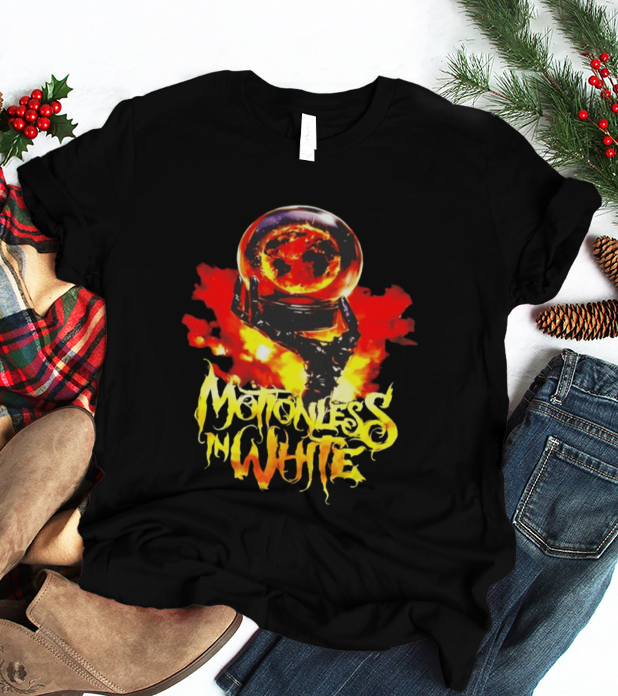 Motionless In White Scoring The End Of The World Gothic Crystal Ball Fiery Hand T-Shirt