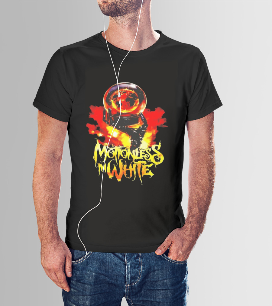 Motionless In White Scoring The End Of The World Gothic Crystal Ball Fiery Hand T-Shirt