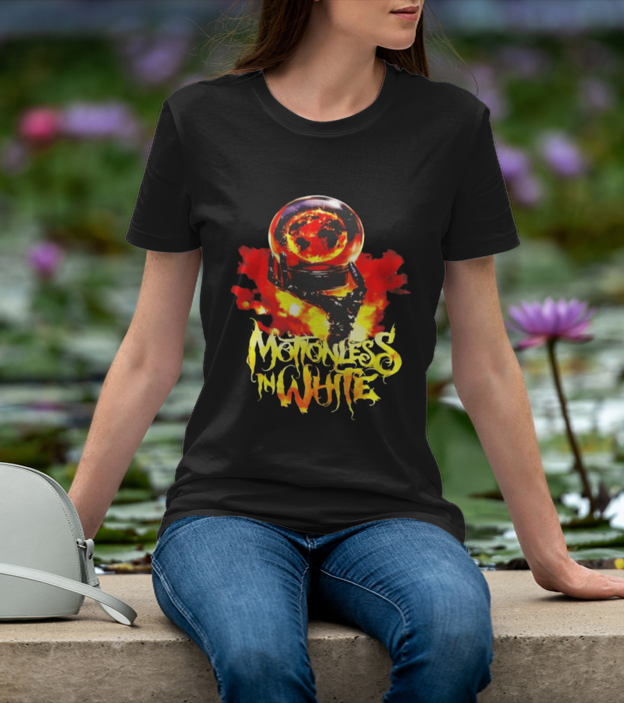 Motionless In White Scoring The End Of The World Gothic Crystal Ball Fiery Hand T-Shirt