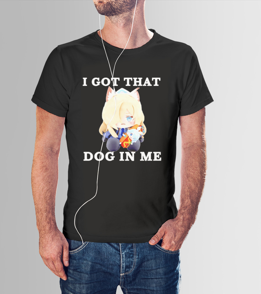 Chocopuni Plushie Kanna Ogata Holding Hot Dog I Got That Dog In Me T-Shirt