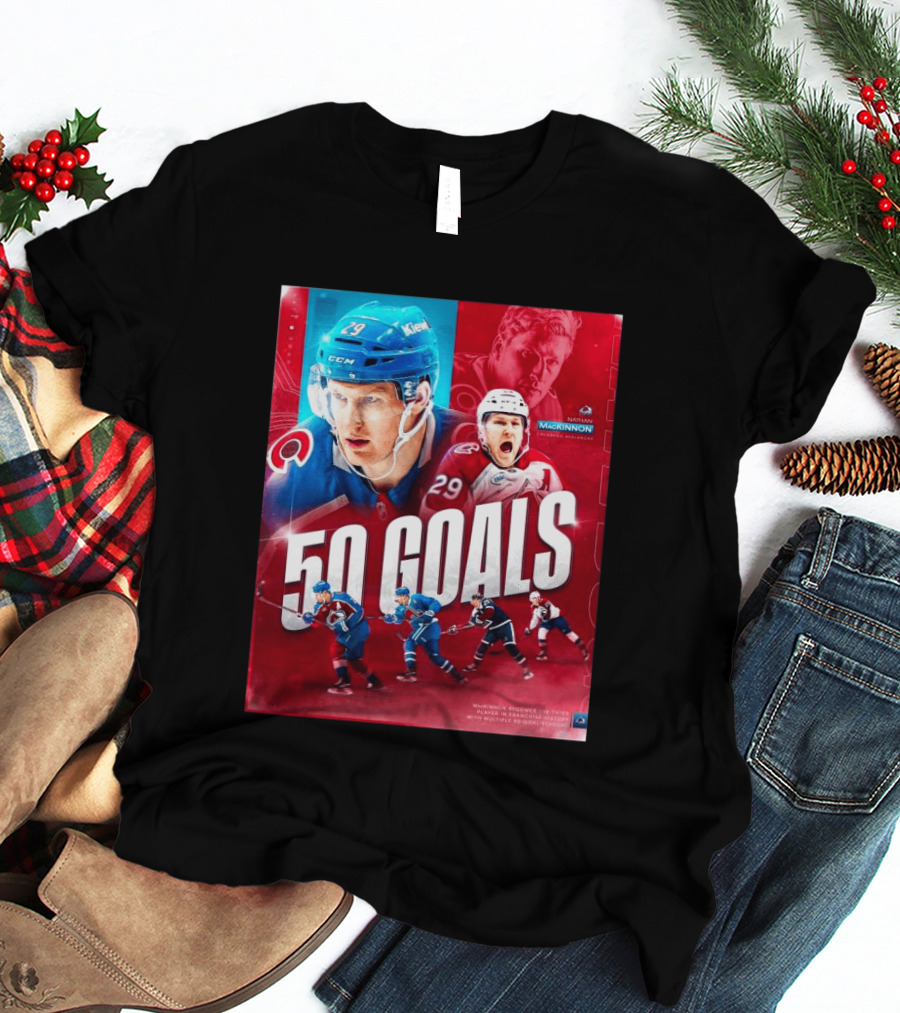 Colorado Avalanche Nathan MacKinnon 50 Goals Achievement NHL Career Milestone T-Shirt
