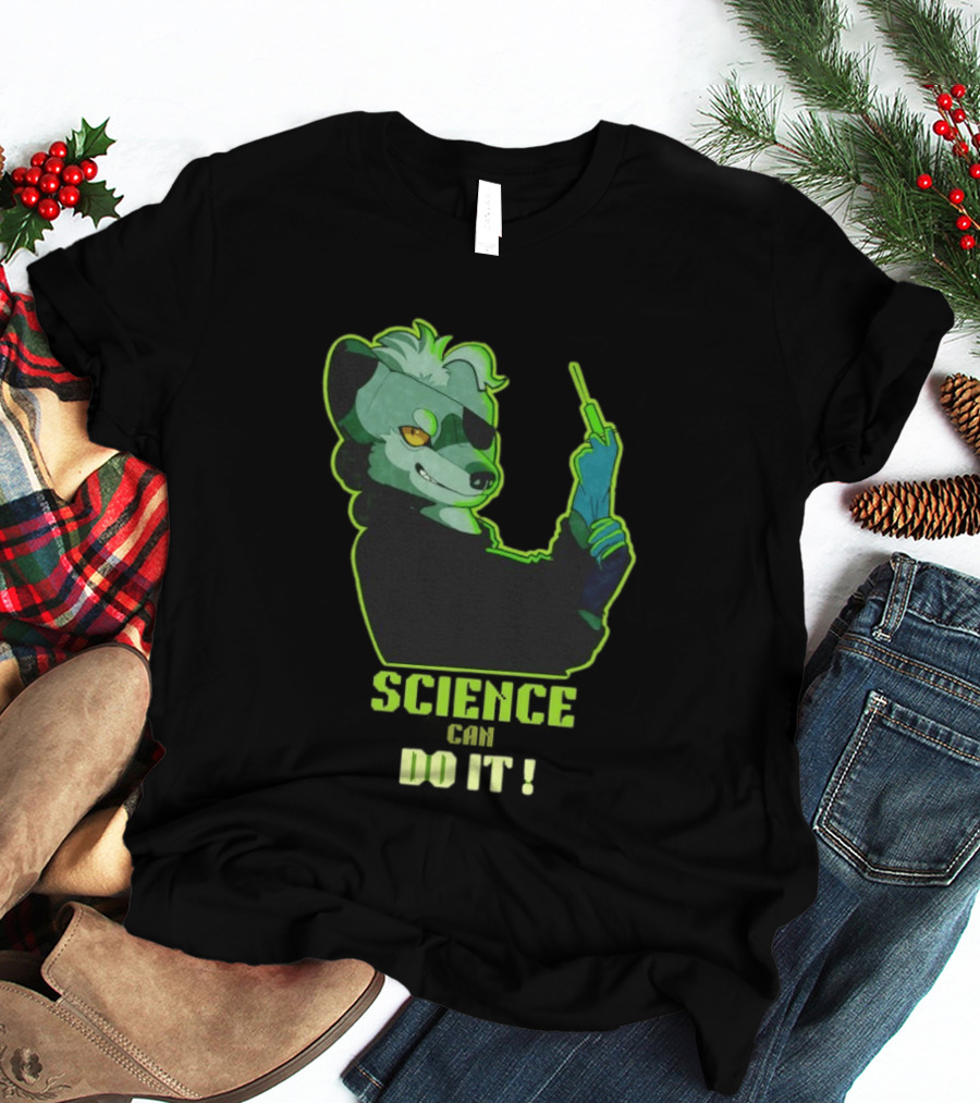 Science Can Do It Cartoon Panda With Test Tube T-Shirt