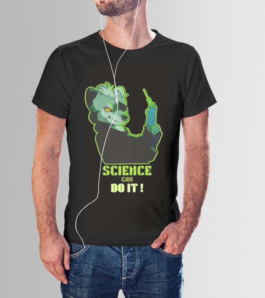 Science Can Do It Cartoon Panda With Test Tube T-Shirt