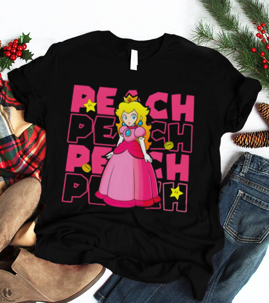 Super Mario Princess Peach With Stars And Coins Retro 1985 Disneyland T-Shirt