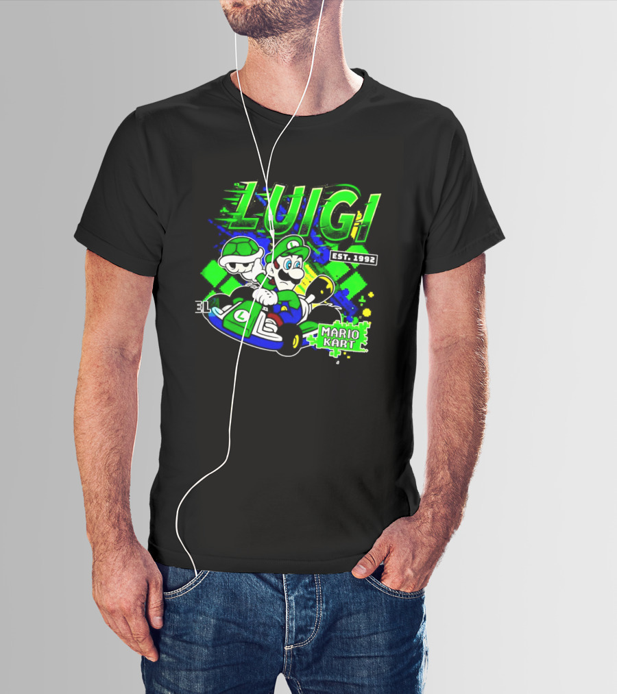Super Mario Luigi Mario Kart Est 1992 Racing Green T-Shirt
