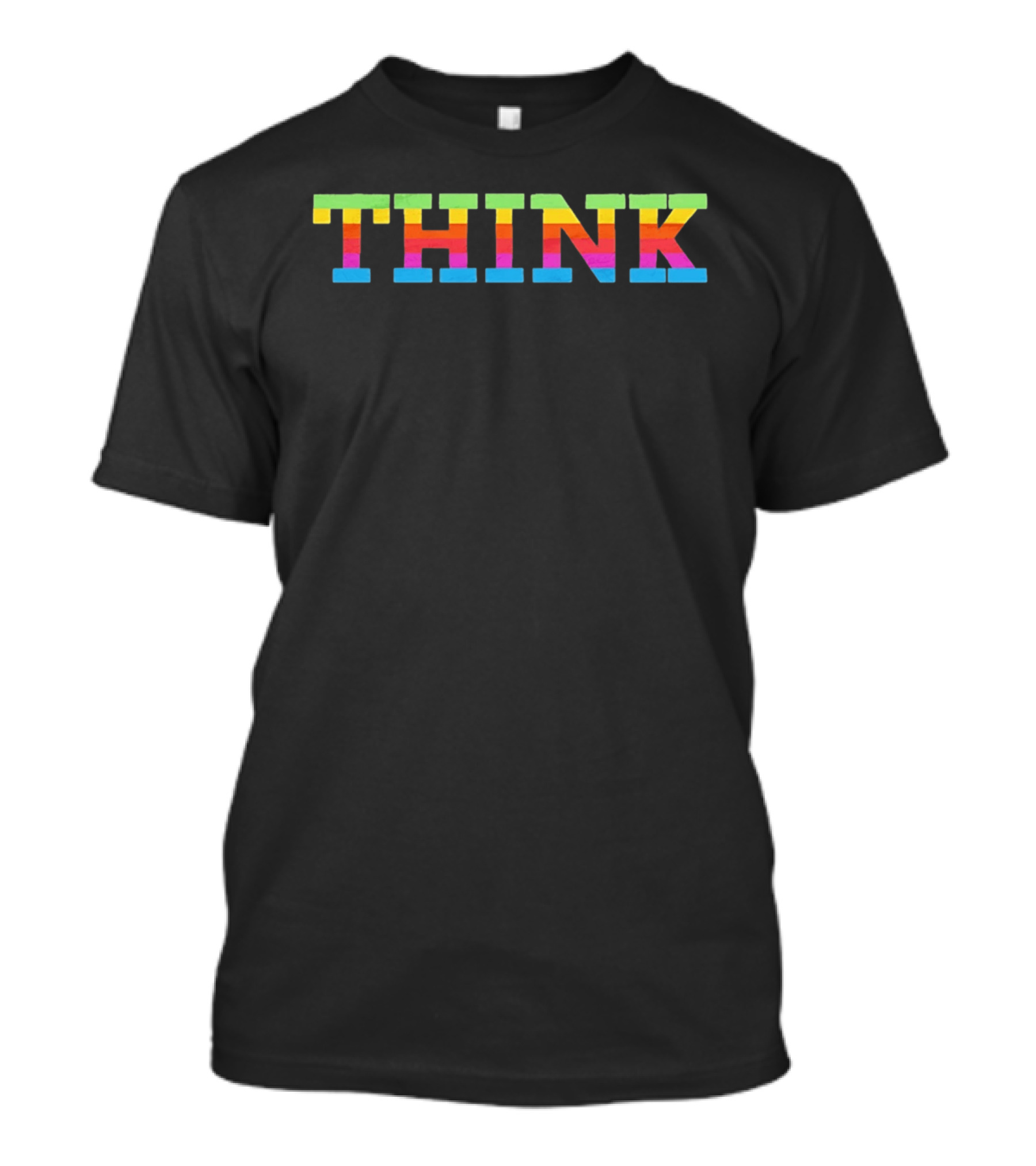 Think Apple's Rainbow Multicolored Lettering T-Shirt