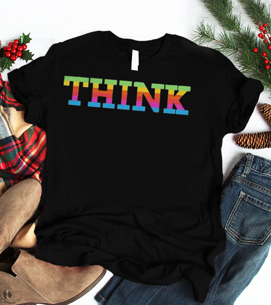 Think Apple's Rainbow Multicolored Lettering T-Shirt