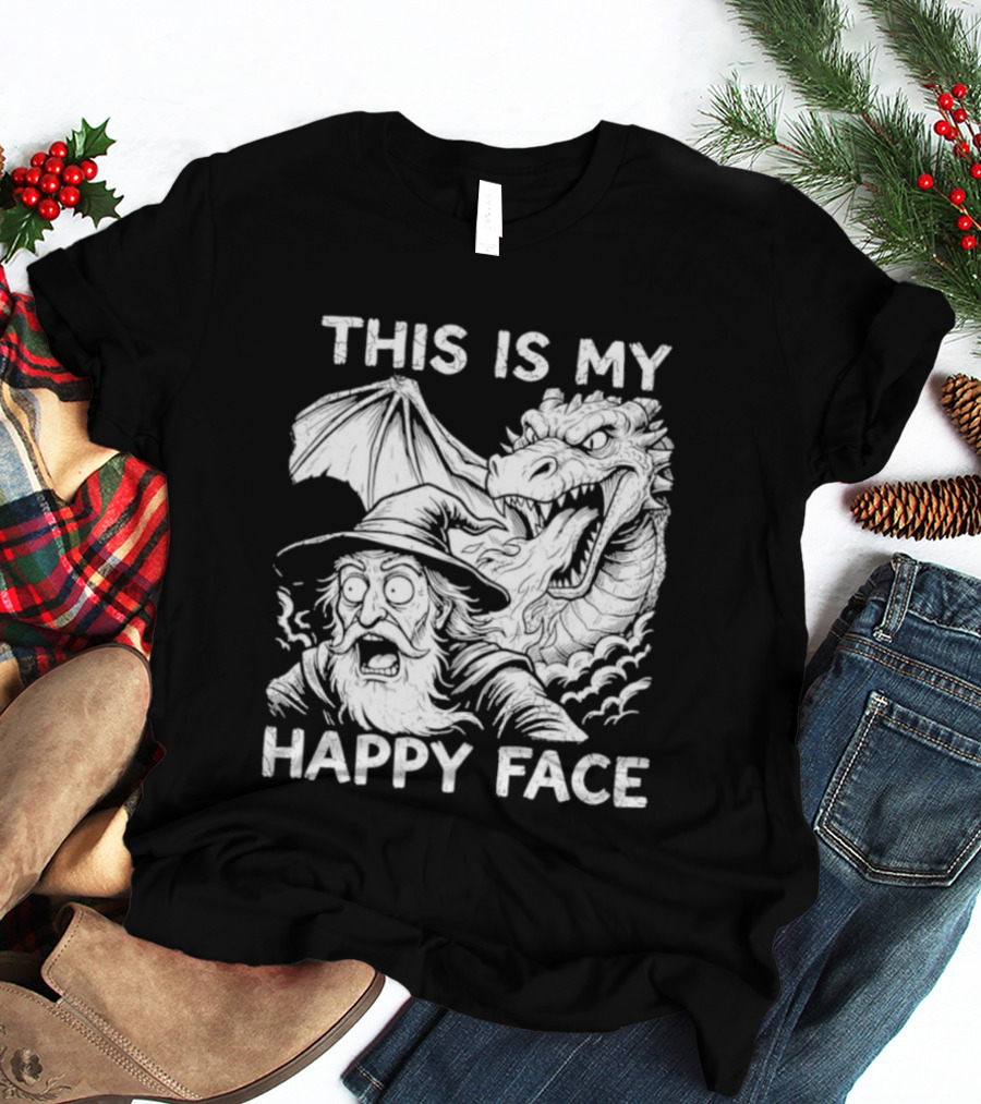 This Is My Happy Face Dungeon Master Dragon Wizard Expression T-Shirt