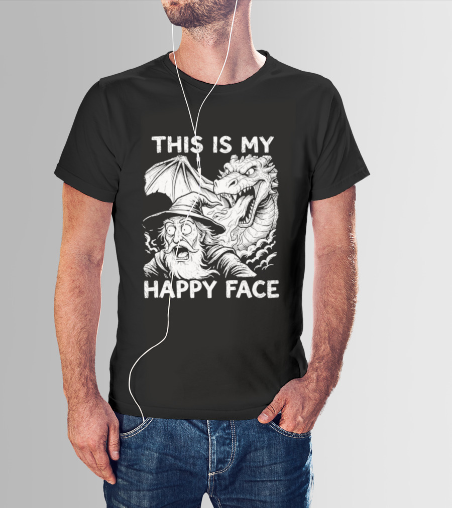 This Is My Happy Face Dungeon Master Dragon Wizard Expression T-Shirt