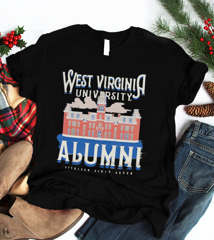 West Virginia University Alumni Eighteen Sixty Seven College Campus Building T-Shirt