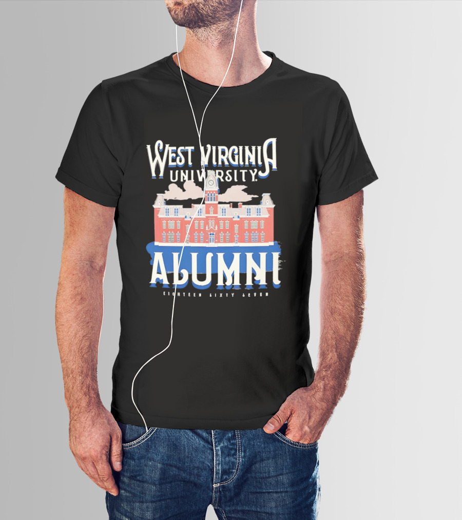 West Virginia University Alumni Eighteen Sixty Seven College Campus Building T-Shirt