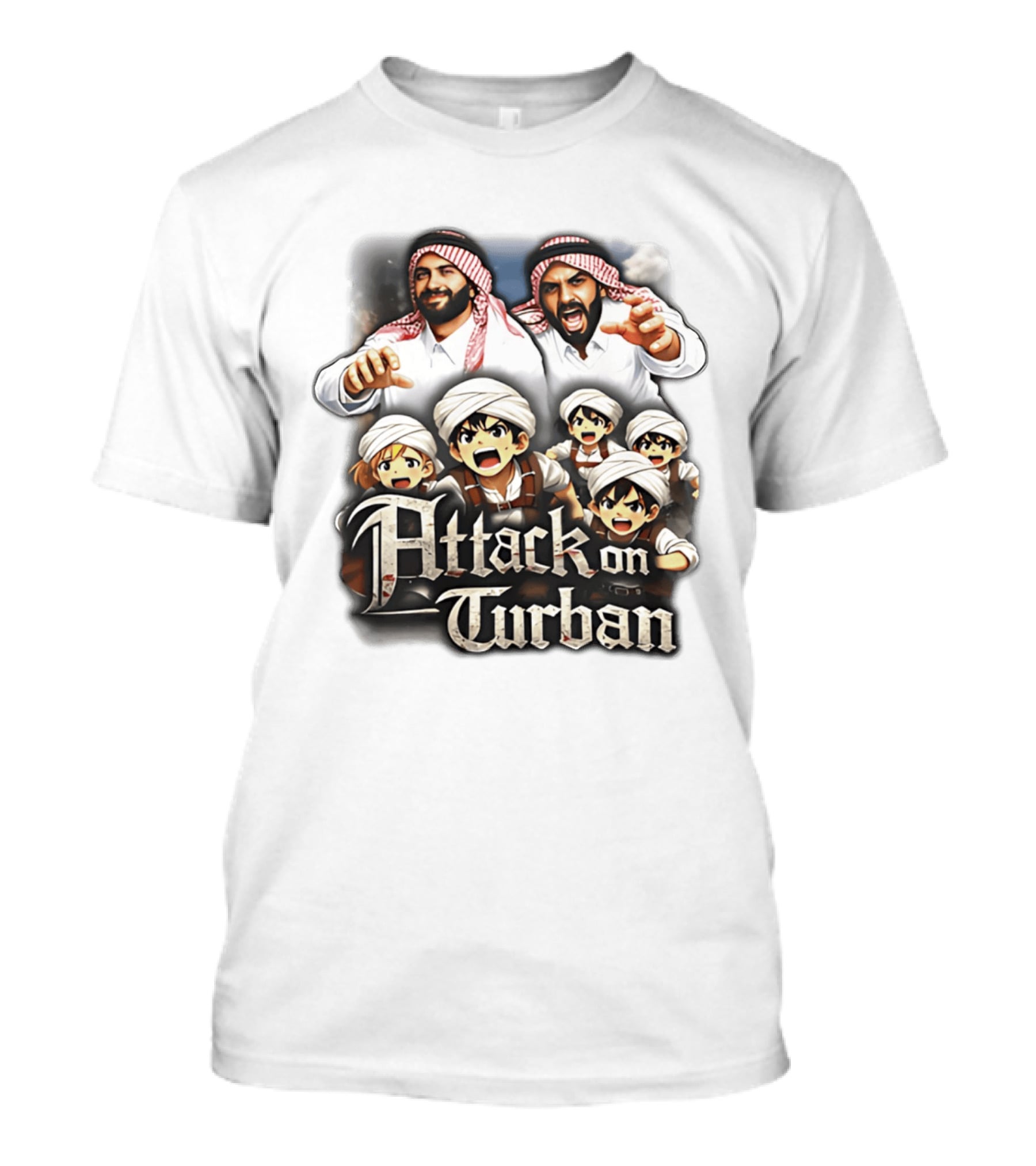 Attack On Turban Anime Characters And Traditional Attire T-Shirt