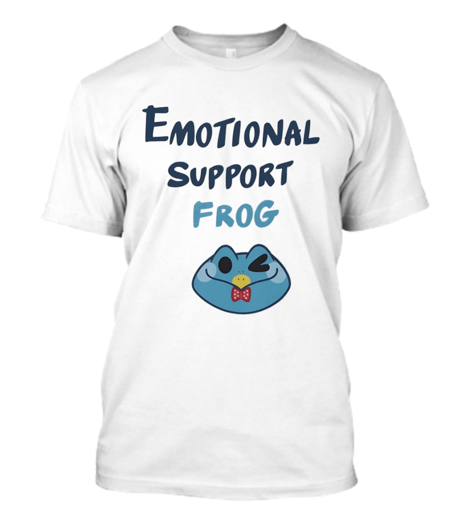Emotional Support Frog Winking Bow Tie Blue Face T-Shirt