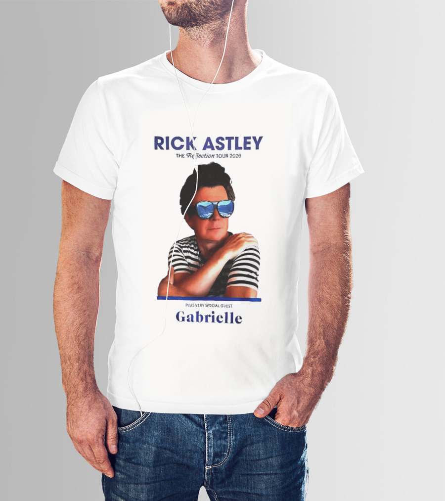 Rick Astley Tour 2026 Reflection Cool Shades Stripes T-Shirt