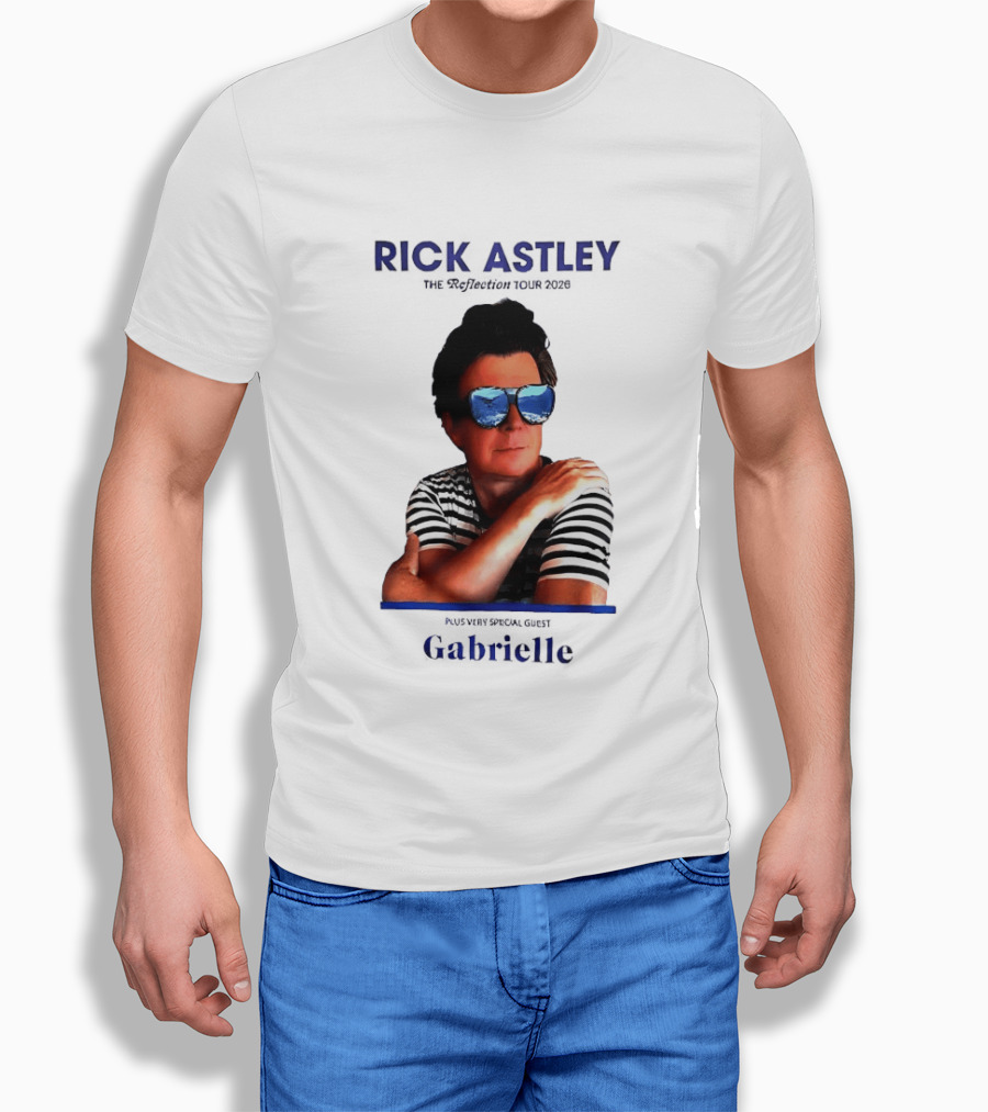 Rick Astley Tour 2026 Reflection Cool Shades Stripes T-Shirt