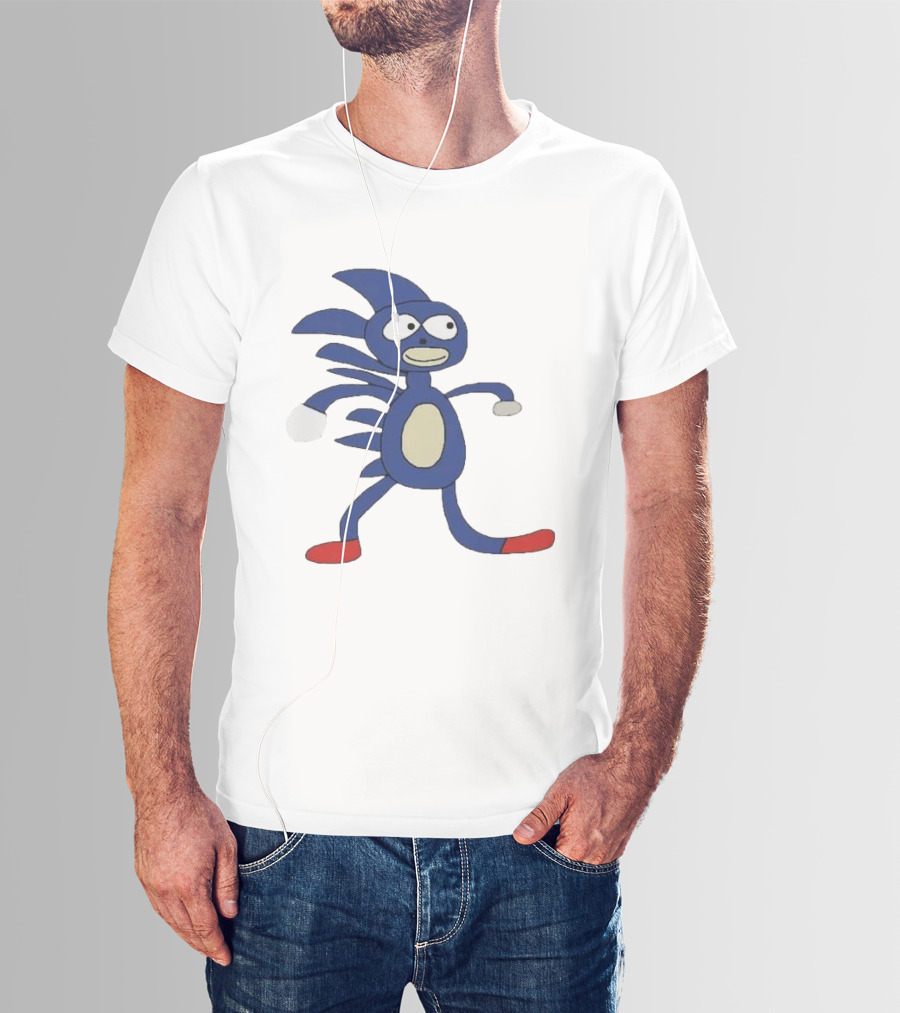 Sanic Meme Blue Hedgehog Parody Drawing T-Shirt