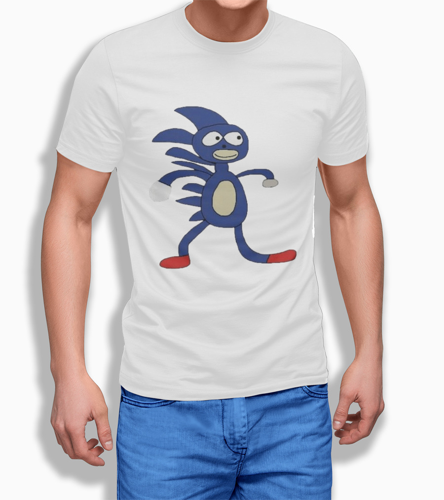 Sanic Meme Blue Hedgehog Parody Drawing T-Shirt