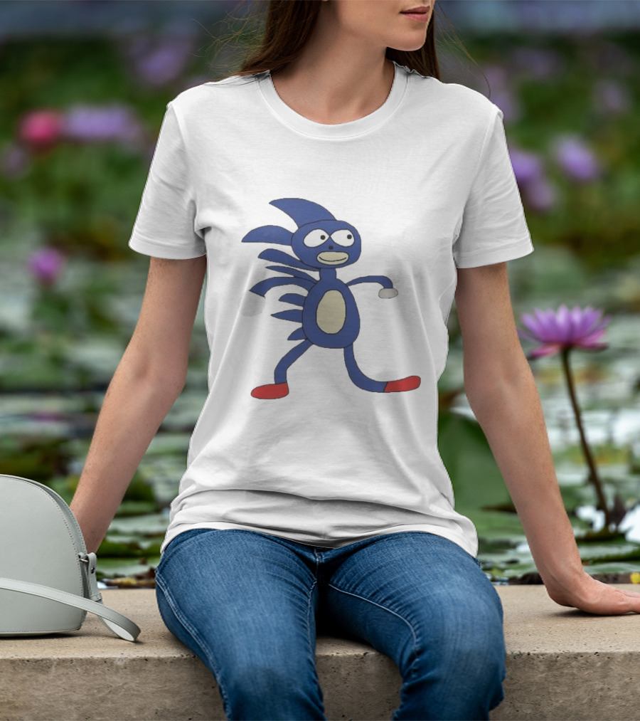 Sanic Meme Blue Hedgehog Parody Drawing T-Shirt