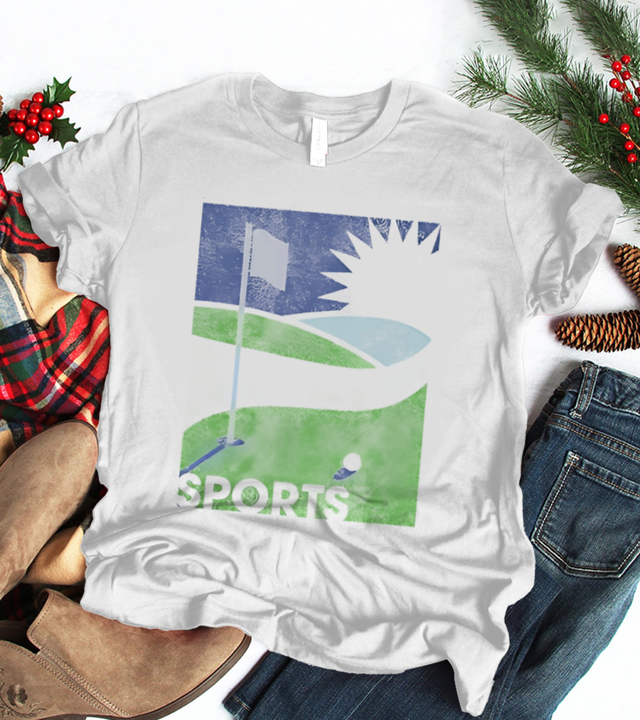 Golf Course Scenery Sports Landscape Sun Flag Ball T-Shirt