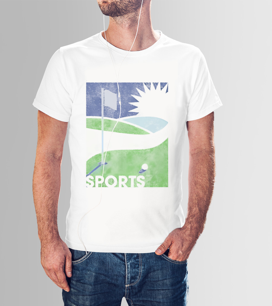 Golf Course Scenery Sports Landscape Sun Flag Ball T-Shirt