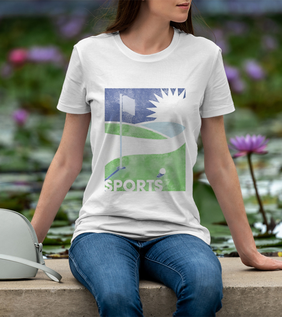Golf Course Scenery Sports Landscape Sun Flag Ball T-Shirt
