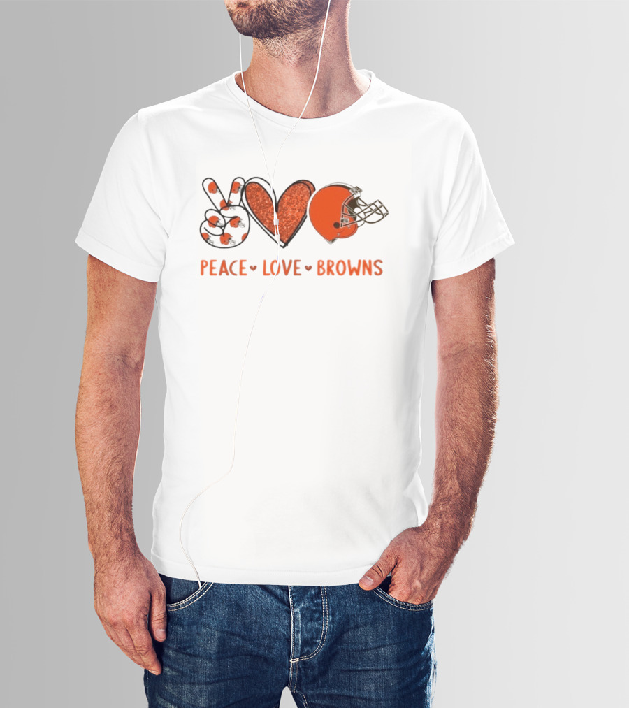 Peace Love Cleveland Browns Football Helmet Fan T-Shirt