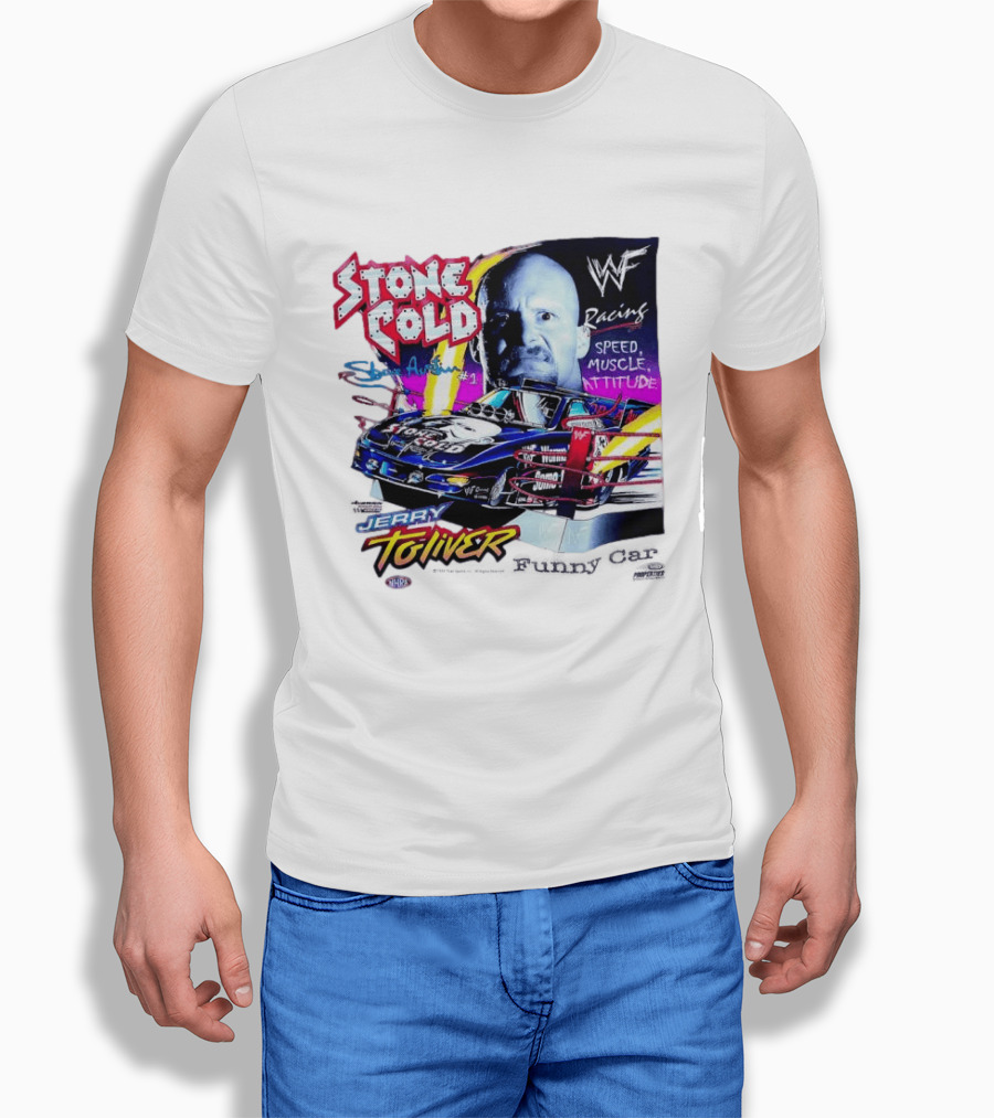 Stone Cold Steve Austin WWF Racing Jerry Toliver Speed Muscle Attitude T-Shirt