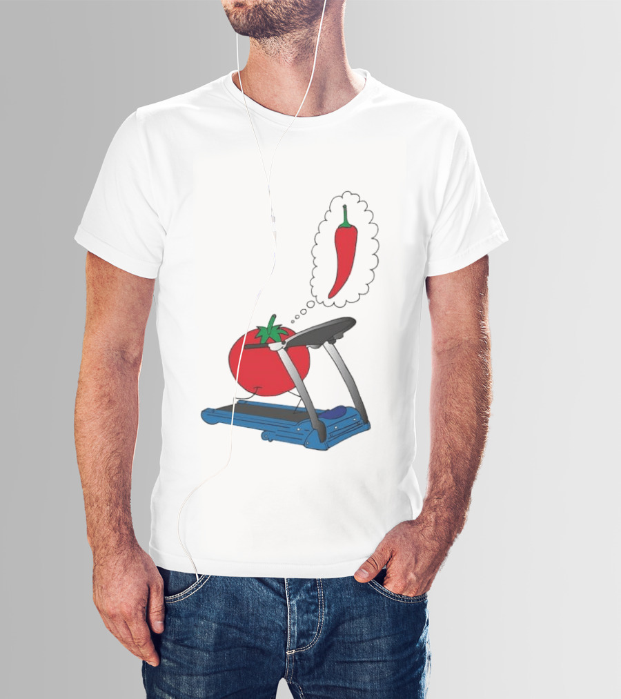 Tomato Dreaming Of Chili On Treadmill Funny Food Meme T-Shirt